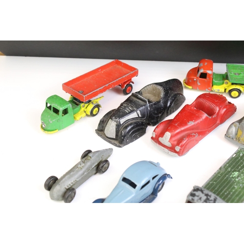 1345 - 22 Pre war to mid 20th C play worn diecast models to include CIJ, Crescent, Timpo, Charbens, TT, Rob... 