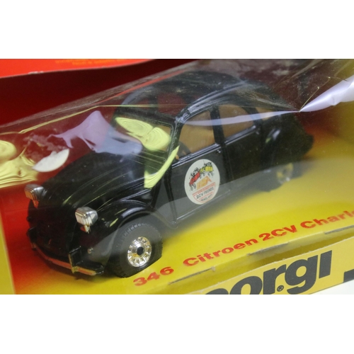 1346 - Five boxed diecast Citroen 2CV models to include Comptour Citroen 2CV Cogolin, 2 x Corgi 346 Charles... 