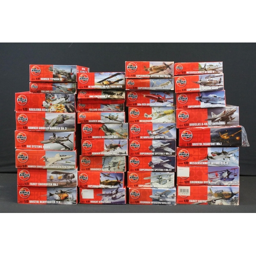 315 - 34 Boxed Airfix 1/72 plastic military model plane kits to include A04019 Bristol Beaufighter TF:X, A... 