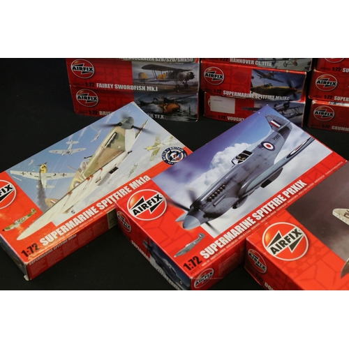 315 - 34 Boxed Airfix 1/72 plastic military model plane kits to include A04019 Bristol Beaufighter TF:X, A... 