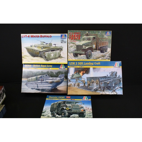 317 - 11 Boxed Italeri 1/35 plastic model kits to include 6436 LCM 3 50ft Landing Craft, 6466 DUKW British... 