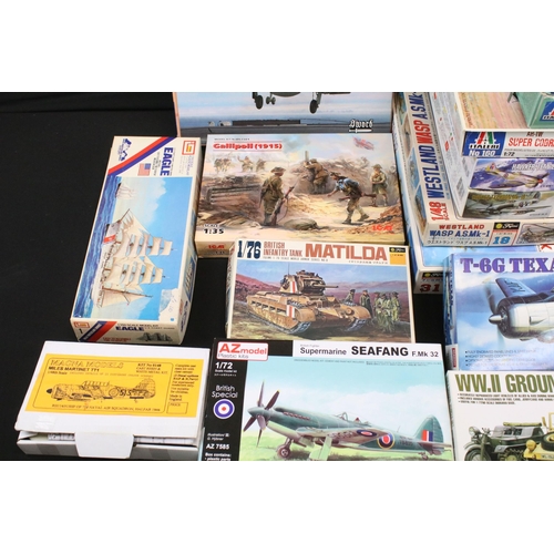 319 - 19 Boxed plastic model kits to include 6 x Italeri, 4 x Academy, 4 x Fujimi, 1 x Imai, 1 x AZ Models... 