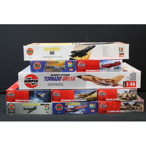 327 - 18 Boxed Airfix 1/48 plastic military model kits to include 10102 English Electric Canberra B I 8, 1... 