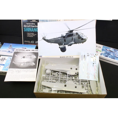 328 - 13 Boxed Hasegawa plastic model kits to include 1/450 Japanese Navy Aircraft Carrier Shinano, 1/48 0... 