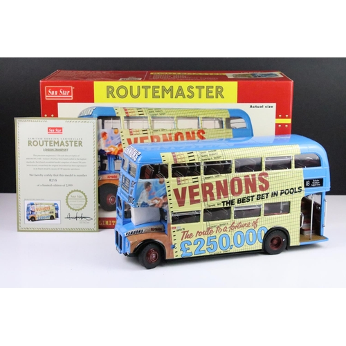 1019 - Two boxed ltd edn Sun Star 1/24 scale diecast model Routemaster buses to include 2905 RM 686 WLT 686... 