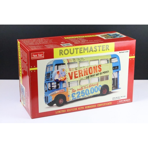 1019 - Two boxed ltd edn Sun Star 1/24 scale diecast model Routemaster buses to include 2905 RM 686 WLT 686... 