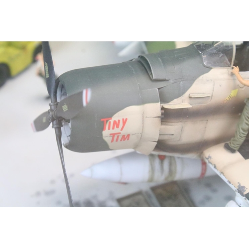 1062 - Cased aircraft model diorama of 'Tiny Tim' USAF A-1J Skyraider 602nd SOS Nakhon Phanom RTAFB Thailan... 