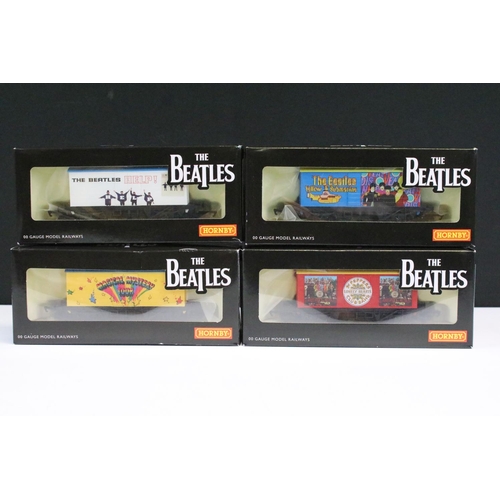 172 - Set of 4 boxed Hornby OO gauge The Beatles LWB Vans to include R6008 Sgt Pepper, R6009 Help!, R60010... 