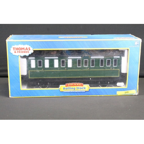 139 - Boxed Bachmann G scale Thomas & Friends Deluxe 91404 Emily locomotive plus 2 x Emily's Coaches to in... 