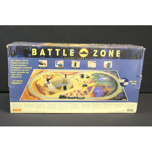 185 - Boxed Hornby OO gauge T1501 Battle Zone electric train set, complete and ex