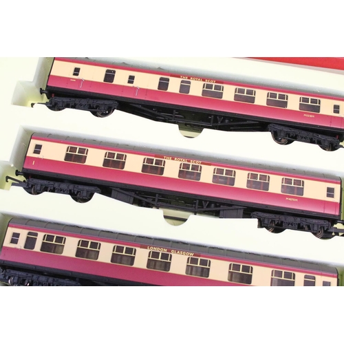 194 - Hornby OO gauge Prince Palatine locomotive and a set of 3 x Hornby coaches, both contained within Th... 