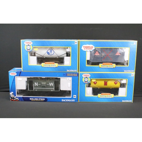 140 - Six boxed Bachmann G scale Thomas & Friends Deluxe items of rolling stock to include 98005 Tidmouth ... 