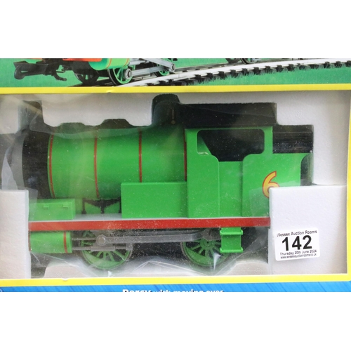 142 - Boxed Bachmann G scale Thomas & Friends Deluxe Percy and the troublesome rucks electric train set, c... 