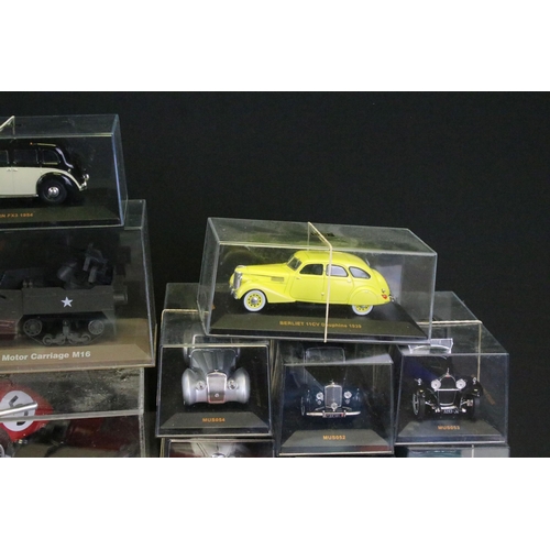 1291 - 13 Cased diecast models to include mainly IXO models featuring Austin FX3 1954, Berliet 11CV Dauphin... 