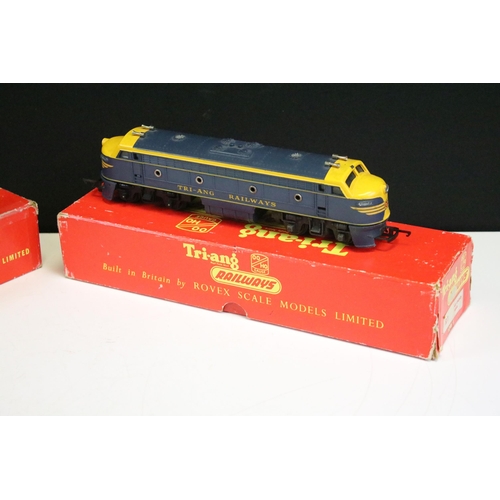 230 - Three boxed Triang OO gauge locomotives to include R159 Double Ended Diesel, R353 Yard Switcher and ... 