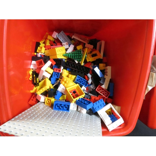 376 - Lego - Three original Lego containers to include 2 x red Lego Containers containing various 80s lego... 