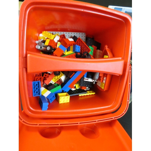 376 - Lego - Three original Lego containers to include 2 x red Lego Containers containing various 80s lego... 