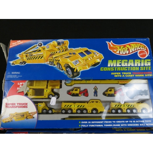 407 - Two boxed Mattel Hot Wheels Megarig Construction site along with 1 x boxed Matchbox Space Shuttle Tr... 