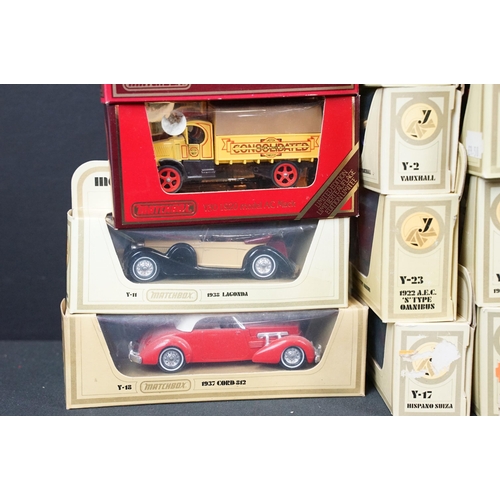 1148 - 46 Boxed Matchbox Models Of Yesteryear diecast models to include red, cream and wood style boxes, al... 