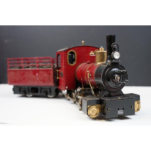 250 - Roundhouse G scale William 0-6-0 live steam locomotive and tender, in maroon livery, Roundhouse name... 