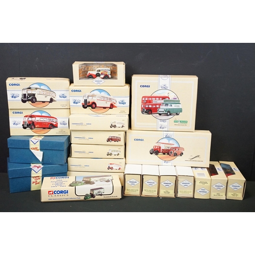 1179 - 18 Boxed Corgi diecast models to include 9 x Classic Commercials (98161 AEC Regal, 98164 Bedford 0B,... 