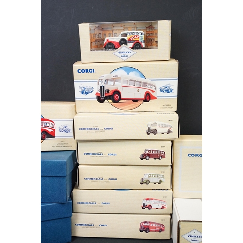 1179 - 18 Boxed Corgi diecast models to include 9 x Classic Commercials (98161 AEC Regal, 98164 Bedford 0B,... 