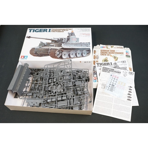 267 - Eight boxed Tamiya 1/35 military plastic model kits to include 68 British Army Main Battle Tank Chie... 