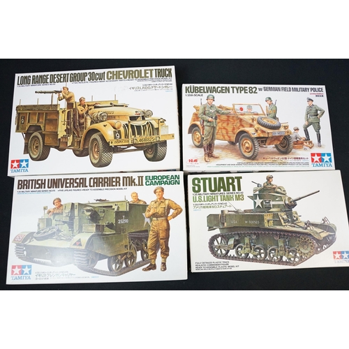 275 - 12 Boxed Tamiya 1/35 plastic military model kits to include 275 Japan Ground Self Defense Force Ligh... 