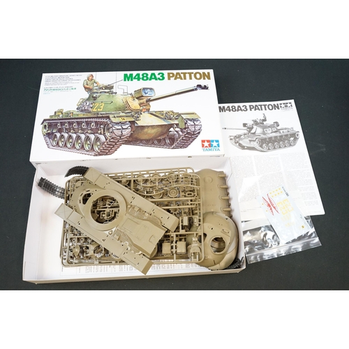 276 - 10 Boxed Tamiya plastic military model kits to include 120 M48A3 Patton, 254 US Medium Tank M26 Pers... 