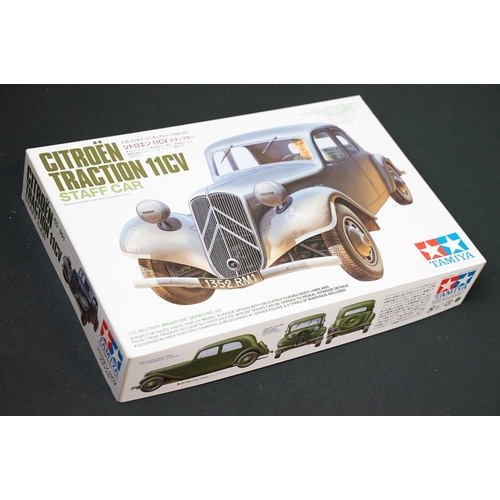 276 - 10 Boxed Tamiya plastic military model kits to include 120 M48A3 Patton, 254 US Medium Tank M26 Pers... 