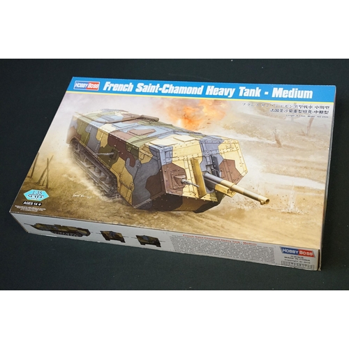 278 - 12 Boxed Hobby Boss plastic military model kits to include 1/35 83859 French Saint Chamond Heavy Tan... 