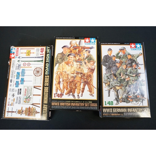 282 - 24 Boxed Tamiya military miniatures figure and accessory sets featuring 1/48, 1/35 and 1/16 scale to... 