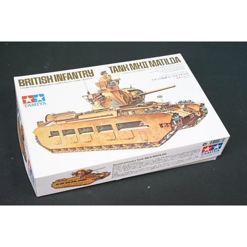 285 - Nine boxed Tamiya 1/35 plastic military model kits to include 190 M4 Sherman (early production), 284... 