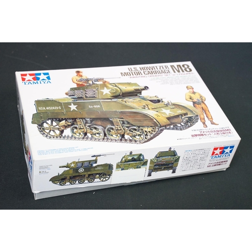 285 - Nine boxed Tamiya 1/35 plastic military model kits to include 190 M4 Sherman (early production), 284... 