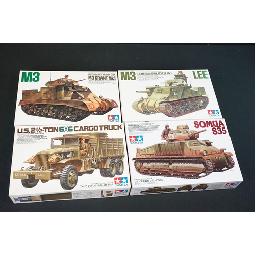 285 - Nine boxed Tamiya 1/35 plastic military model kits to include 190 M4 Sherman (early production), 284... 