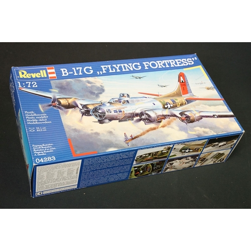 291 - Four boxed Revell 1/72 plastic military plane model kits to include 04283 B-17G Flying Fortress, 046... 