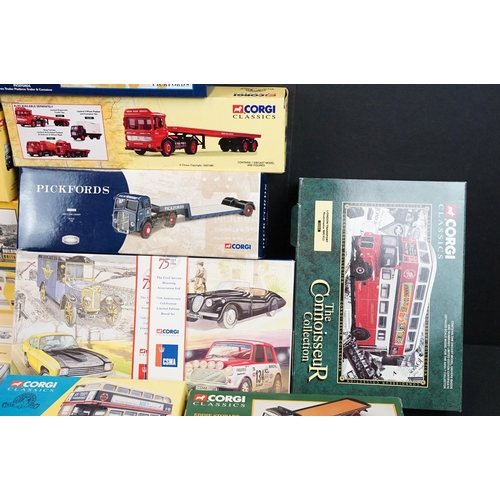 1237 - 24 Boxed Corgi diecast models to include Road Transport Heritage CC10101, 05505 75th Anniversary Cel... 