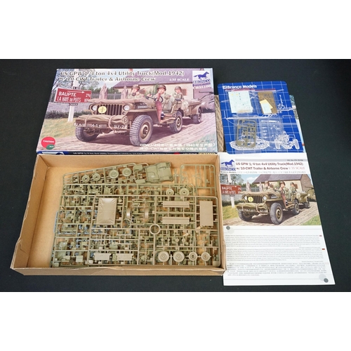 292 - Four boxed Bronco 1/35 plastic model kits to include CB35101 Buffalo 6X6 MPCV w/Slat Armour Version,... 