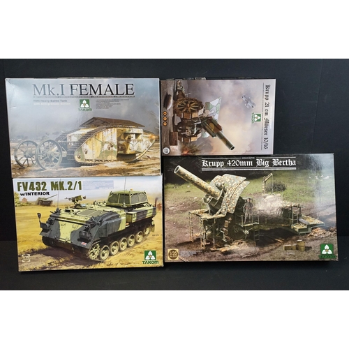 Four boxed Takom 1/35 plastic military model kits to include 2035 Krupp ...