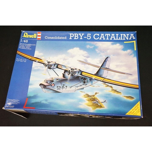 296 - 15 Boxed 1/48 Revell plastic model kits to include 04520 Consolidated PBY-5 Cataline, 04641 Chinook ... 