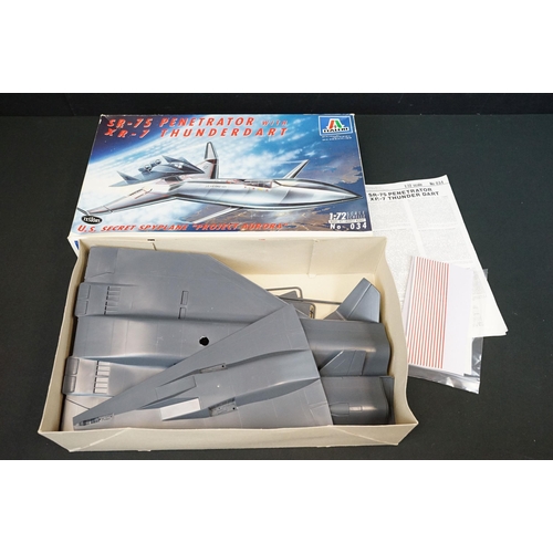 298 - Two boxed Italeri 1/72 plastic model kits to include No 034 SR-75 Penetrator with XR-7 Thunderdart a... 