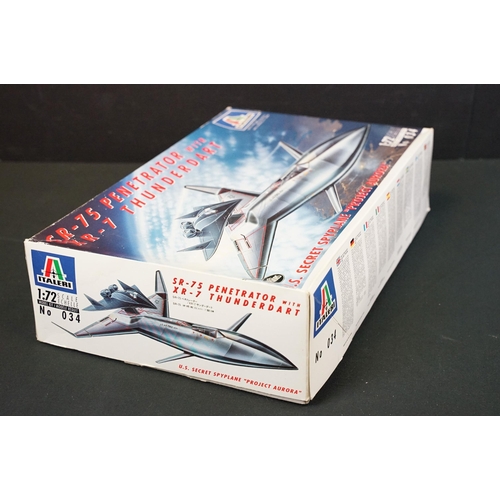 298 - Two boxed Italeri 1/72 plastic model kits to include No 034 SR-75 Penetrator with XR-7 Thunderdart a... 