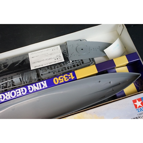 299 - Two boxed Tamiya 1/350 plastic model kits to include US Battleship 78018 BB-63 BB-63 Missouri and Br... 