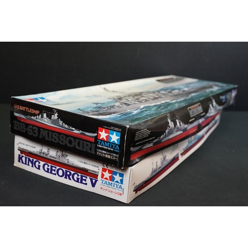 299 - Two boxed Tamiya 1/350 plastic model kits to include US Battleship 78018 BB-63 BB-63 Missouri and Br... 