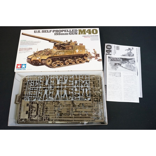 300 - Six boxed Tamiya 1/35 plastic military model kits to include 230 Dragon Wagon US 40 Ton Tank Transpo... 