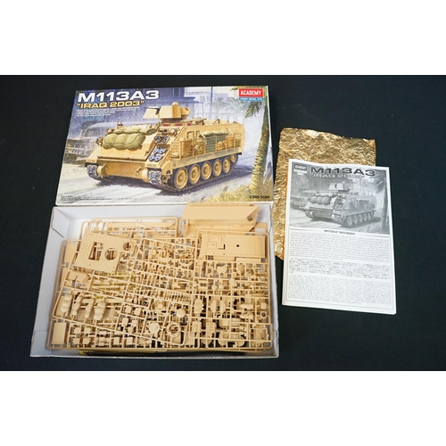 301 - Seven boxed Academy plastic military model kits to include 1/48 12210 CH-46A/D US Marines-Vietnam, 1... 