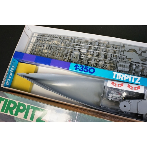 302 - Seven boxed Tamiya plastic model kits to include 1/350 78003 German Battleship Tirpitz, 1/35 150 PBR... 