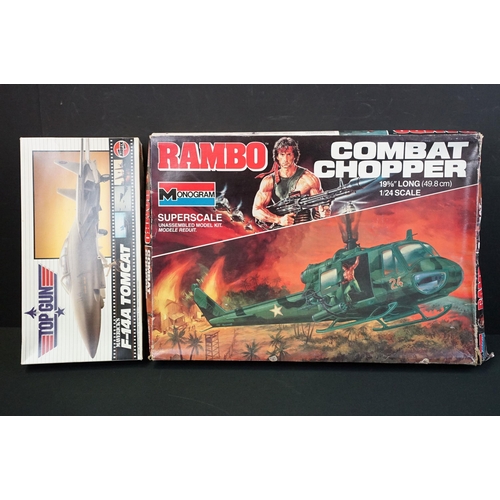 304 - Two boxed TV related plastic model kits to include 1/24 Monogram Rambo Combat Chopper and Airfix Top... 