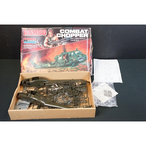 304 - Two boxed TV related plastic model kits to include 1/24 Monogram Rambo Combat Chopper and Airfix Top... 