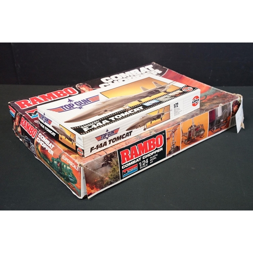 304 - Two boxed TV related plastic model kits to include 1/24 Monogram Rambo Combat Chopper and Airfix Top... 